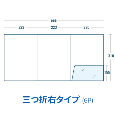 三つ折右タイプ/マットコート220kg(PP加工・ツヤ無)