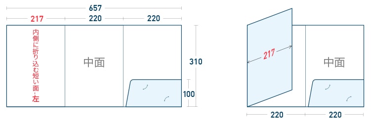 三つ折左タイプ展開図